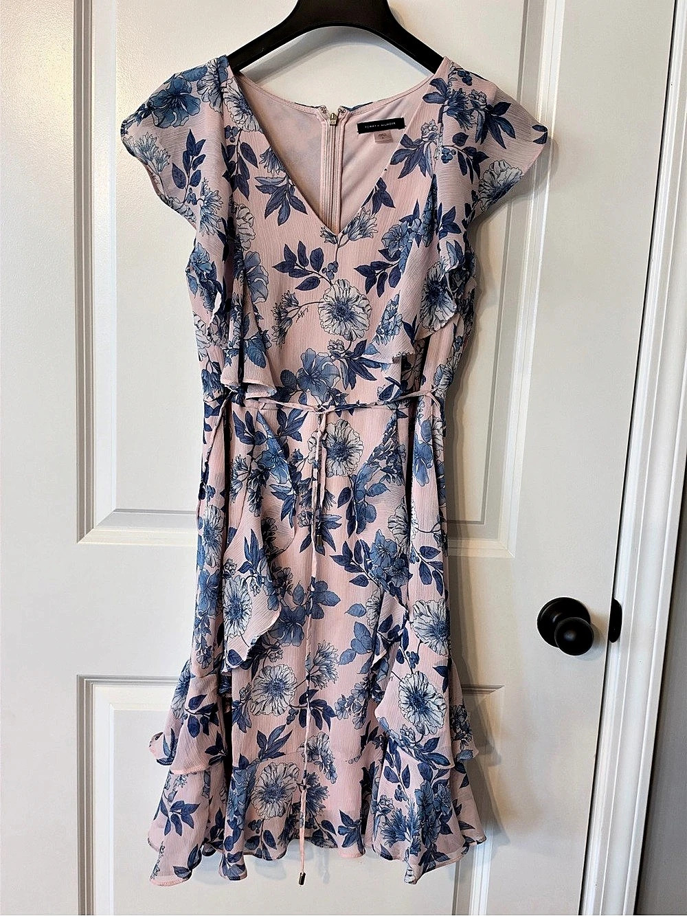 Tommy Hilfiger Floral Midi Dress in Pink & Blue Size 6